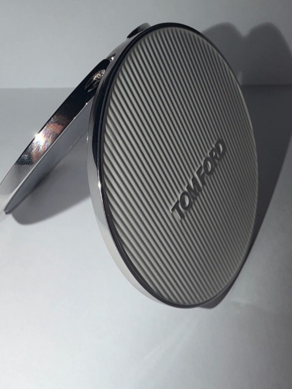 Tom Ford Silver-Trim Gray Striped Compact Mirror